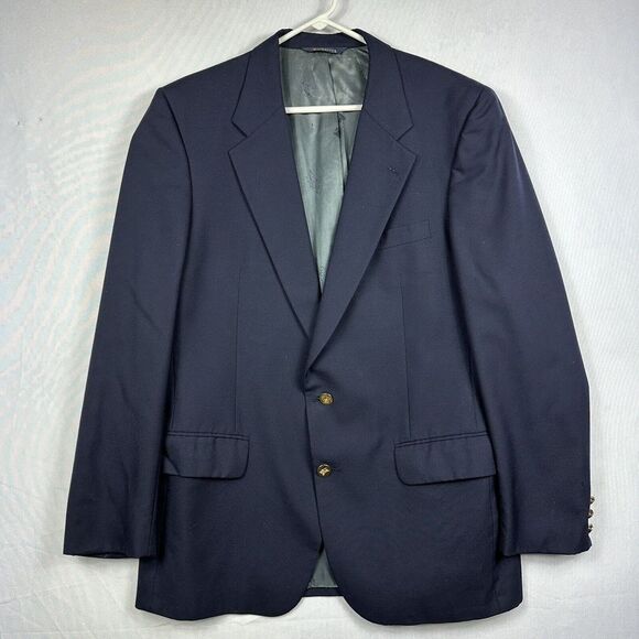 Vintage BURBERRY PRORSUM Size 42 Navy & Black Cotton / Mohair Peak Lapel  Sport Coat main image 0